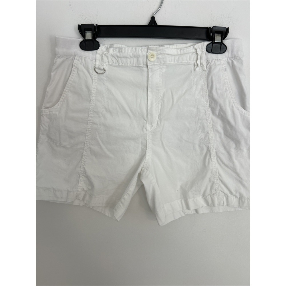 Caribbean Joe Women's White Cargo Shorts 8 Cotton Lightweight Front Back Pockets